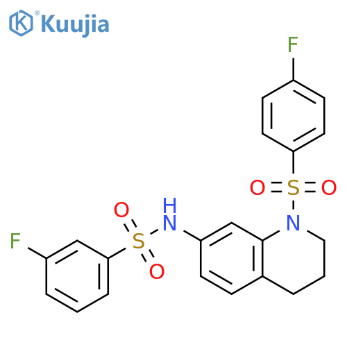 3-fluoro-N-1-(4-fluorobenzenesulfonyl)-1,2,3,4-tetrahydroquinolin-7-ylbenzene-1-sulfonamide structure
