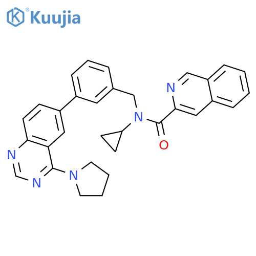 3-Isoquinolinecarboxamide,  N-cyclopropyl-N-[[3-[4-(1-pyrrolidinyl)-6-quinazolinyl]phenyl]methyl]- structure