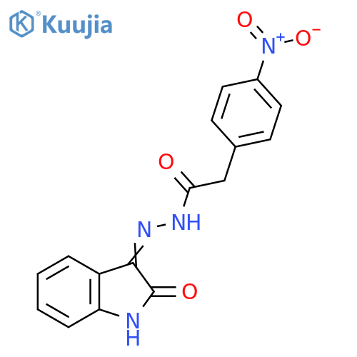 2-(4-nitrophenyl)-N'-(3Z)-2-oxo-2,3-dihydro-1H-indol-3-ylideneacetohydrazide structure