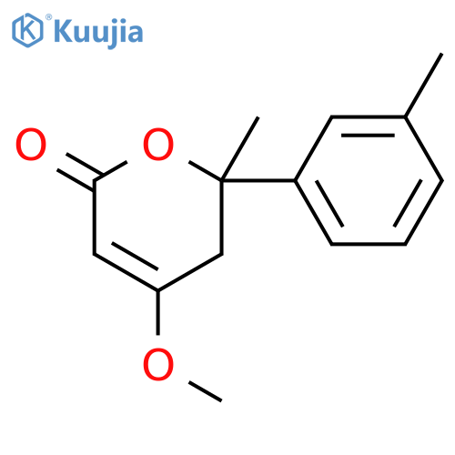 2H-Pyran-2-one, 5,6-dihydro-4-methoxy-6-methyl-6-(3-methylphenyl)- structure