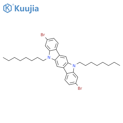 3,9-Dibromo-5,11-dioctyl-5,11-dihydroindolo[3,2-b]carbazole structure