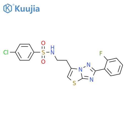 4-chloro-N-{2-2-(2-fluorophenyl)-1,2,4triazolo3,2-b1,3thiazol-6-ylethyl}benzene-1-sulfonamide structure