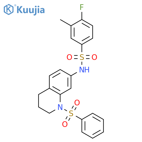 N-1-(benzenesulfonyl)-1,2,3,4-tetrahydroquinolin-7-yl-4-fluoro-3-methylbenzene-1-sulfonamide structure