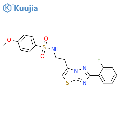 N-{2-2-(2-fluorophenyl)-1,2,4triazolo3,2-b1,3thiazol-6-ylethyl}-4-methoxybenzene-1-sulfonamide structure