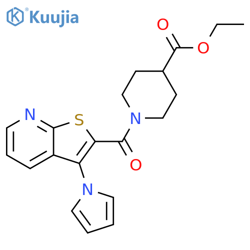 Ethyl 1-[3-(1H-pyrrol-1-yl)thieno[2,3-b]pyridine-2-carbonyl]piperidine-4-carboxylate structure