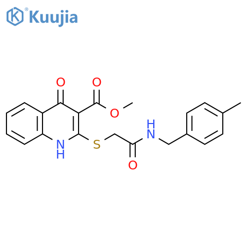 methyl 2-({(4-methylphenyl)methylcarbamoyl}methyl)sulfanyl-4-oxo-1,4-dihydroquinoline-3-carboxylate structure