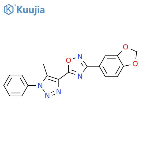 3-(2H-1,3-benzodioxol-5-yl)-5-(5-methyl-1-phenyl-1H-1,2,3-triazol-4-yl)-1,2,4-oxadiazole structure