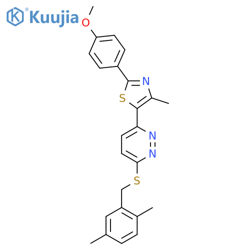 3-{(2,5-dimethylphenyl)methylsulfanyl}-6-2-(4-methoxyphenyl)-4-methyl-1,3-thiazol-5-ylpyridazine structure