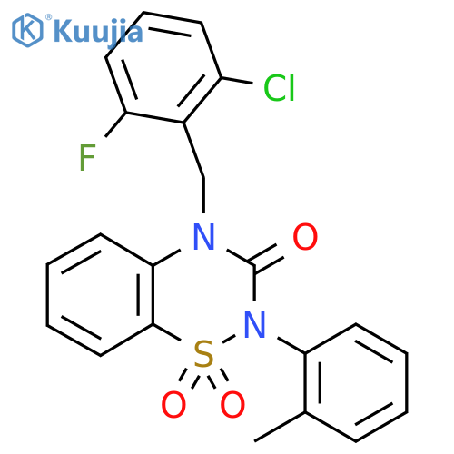 4-(2-chloro-6-fluorophenyl)methyl-2-(2-methylphenyl)-3,4-dihydro-2H-1lambda6,2,4-benzothiadiazine-1,1,3-trione structure