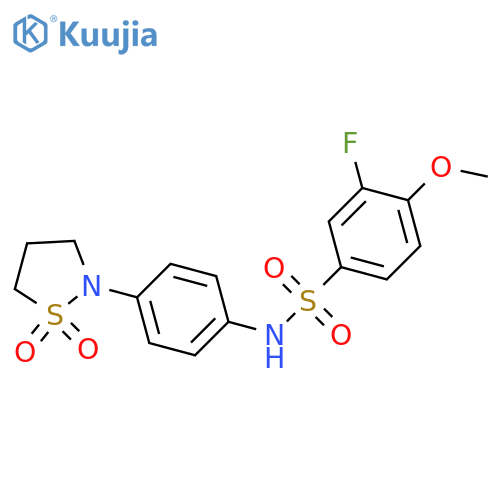 N-4-(1,1-dioxo-1lambda6,2-thiazolidin-2-yl)phenyl-3-fluoro-4-methoxybenzene-1-sulfonamide structure