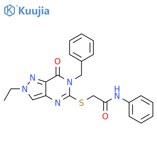 2-({6-benzyl-2-ethyl-7-oxo-2H,6H,7H-pyrazolo4,3-dpyrimidin-5-yl}sulfanyl)-N-phenylacetamide structure