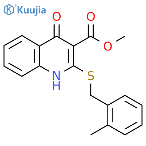 methyl 2-{(2-methylphenyl)methylsulfanyl}-4-oxo-1,4-dihydroquinoline-3-carboxylate structure