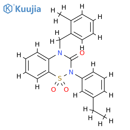 2-(3-ethylphenyl)-4-(2-methylphenyl)methyl-3,4-dihydro-2H-1lambda6,2,4-benzothiadiazine-1,1,3-trione structure