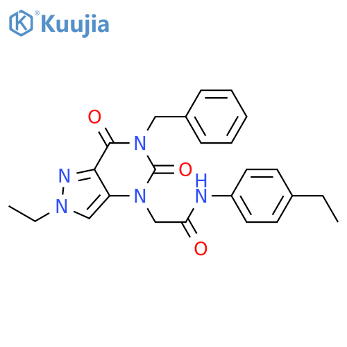 2-{6-benzyl-2-ethyl-5,7-dioxo-2H,4H,5H,6H,7H-pyrazolo4,3-dpyrimidin-4-yl}-N-(4-ethylphenyl)acetamide structure