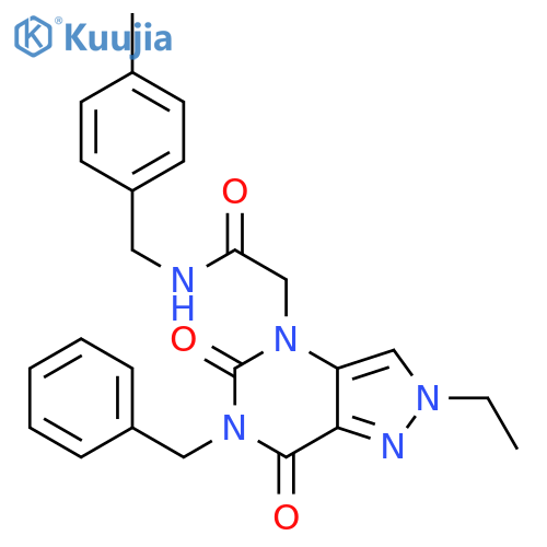 2-{6-benzyl-2-ethyl-5,7-dioxo-2H,4H,5H,6H,7H-pyrazolo4,3-dpyrimidin-4-yl}-N-(4-methylphenyl)methylacetamide structure