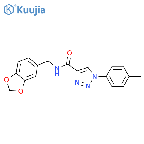 N-(2H-1,3-benzodioxol-5-yl)methyl-1-(4-methylphenyl)-1H-1,2,3-triazole-4-carboxamide structure