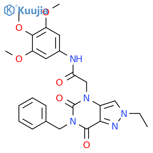 2-{6-benzyl-2-ethyl-5,7-dioxo-2H,4H,5H,6H,7H-pyrazolo4,3-dpyrimidin-4-yl}-N-(3,4,5-trimethoxyphenyl)acetamide structure