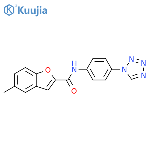5-methyl-N-4-(1H-1,2,3,4-tetrazol-1-yl)phenyl-1-benzofuran-2-carboxamide structure