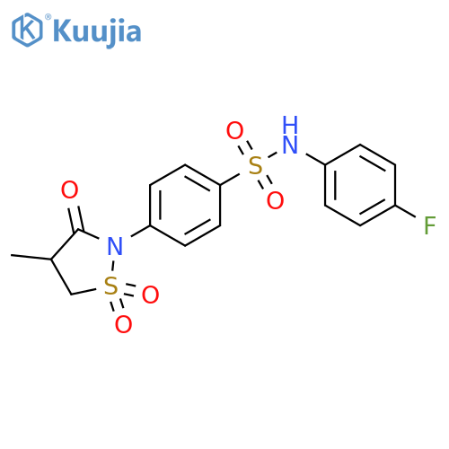 N-(4-fluorophenyl)-4-(4-methyl-1,1,3-trioxo-1lambda6,2-thiazolidin-2-yl)benzene-1-sulfonamide structure