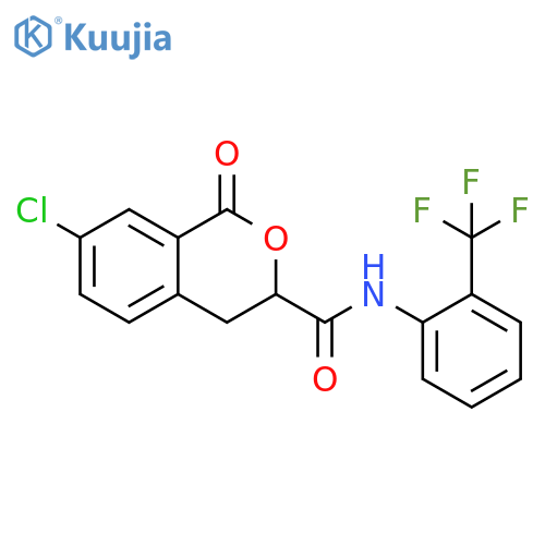 7-chloro-1-oxo-N-2-(trifluoromethyl)phenyl-3,4-dihydro-1H-2-benzopyran-3-carboxamide structure