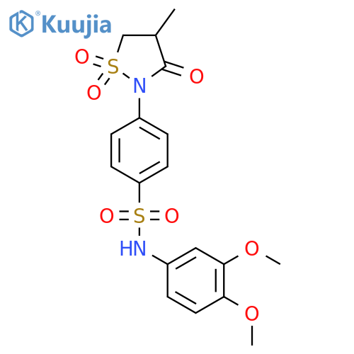 N-(3,4-dimethoxyphenyl)-4-(4-methyl-1,1,3-trioxo-1lambda6,2-thiazolidin-2-yl)benzene-1-sulfonamide structure