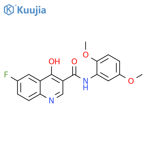 N-(2,5-dimethoxyphenyl)-6-fluoro-4-hydroxyquinoline-3-carboxamide structure