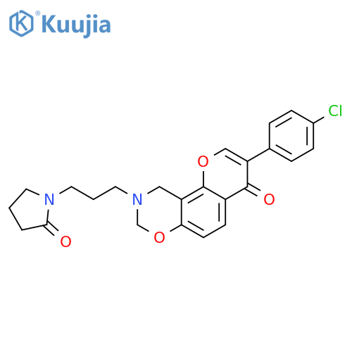 1-{3-3-(4-chlorophenyl)-4-oxo-4H,8H,9H,10H-chromeno8,7-e1,3oxazin-9-ylpropyl}pyrrolidin-2-one structure