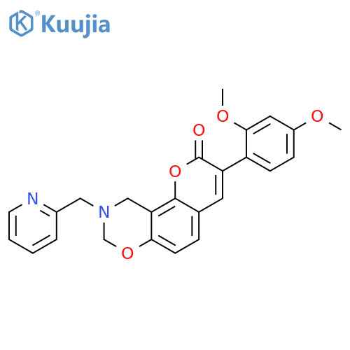 3-(2,4-dimethoxyphenyl)-9-(pyridin-2-yl)methyl-2H,8H,9H,10H-chromeno8,7-e1,3oxazin-2-one structure