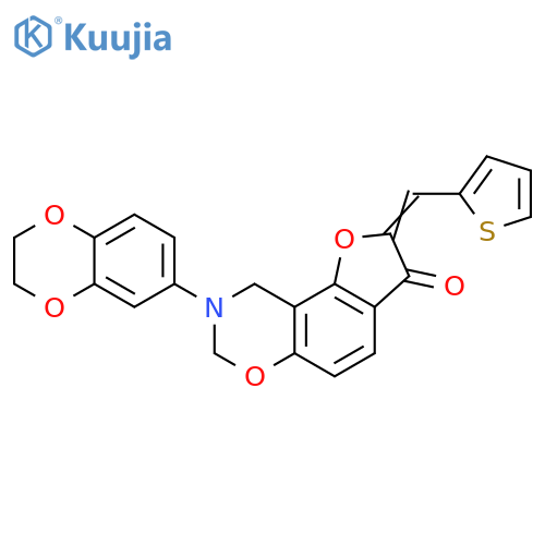 (4Z)-12-(2,3-dihydro-1,4-benzodioxin-6-yl)-4-(thiophen-2-yl)methylidene-3,10-dioxa-12-azatricyclo7.4.0.0^{2,6}trideca-1,6,8-trien-5-one structure