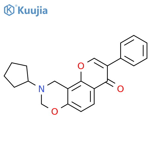9-cyclopentyl-3-phenyl-4H,8H,9H,10H-chromeno8,7-e1,3oxazin-4-one structure