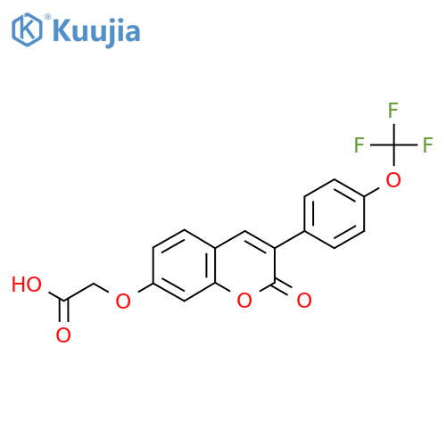 ({2-Oxo-3-4-(trifluoromethoxy)phenyl-2H-chromen-7-yl}oxy)acetic acid structure