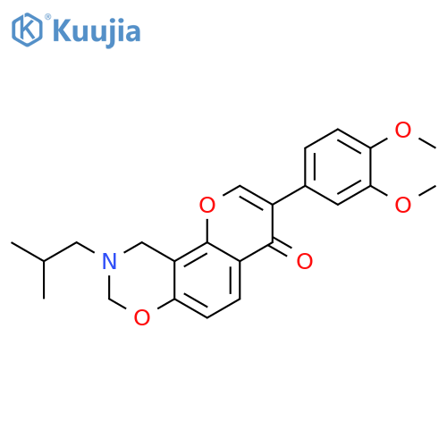 3-(3,4-dimethoxyphenyl)-9-(2-methylpropyl)-4H,8H,9H,10H-chromeno8,7-e1,3oxazin-4-one structure