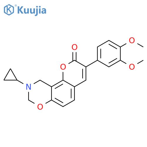 9-cyclopropyl-3-(3,4-dimethoxyphenyl)-2H,8H,9H,10H-chromeno8,7-e1,3oxazin-2-one structure