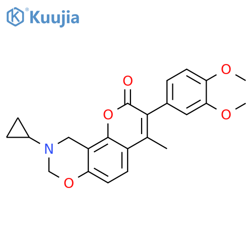 9-cyclopropyl-3-(3,4-dimethoxyphenyl)-4-methyl-2H,8H,9H,10H-chromeno8,7-e1,3oxazin-2-one structure