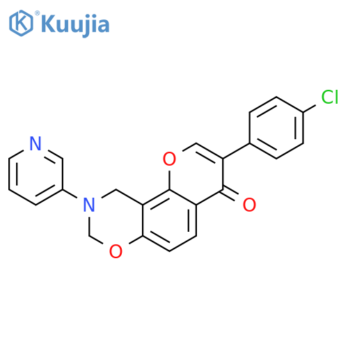 3-(4-chlorophenyl)-9-(pyridin-3-yl)-4H,8H,9H,10H-chromeno8,7-e1,3oxazin-4-one structure