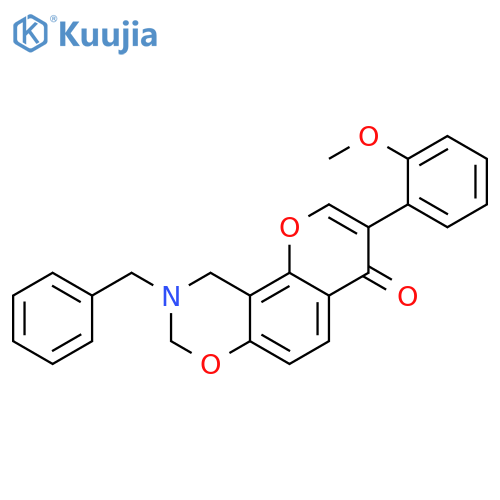 9-benzyl-3-(2-methoxyphenyl)-4H,8H,9H,10H-chromeno8,7-e1,3oxazin-4-one structure