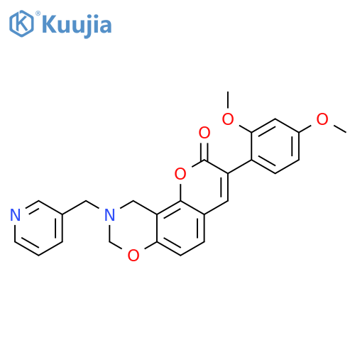 3-(2,4-dimethoxyphenyl)-9-(pyridin-3-yl)methyl-2H,8H,9H,10H-chromeno8,7-e1,3oxazin-2-one structure