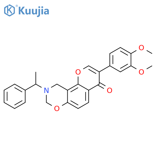 3-(3,4-dimethoxyphenyl)-9-(1-phenylethyl)-4H,8H,9H,10H-chromeno8,7-e1,3oxazin-4-one structure