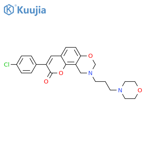 3-(4-chlorophenyl)-9-3-(morpholin-4-yl)propyl-2H,8H,9H,10H-chromeno8,7-e1,3oxazin-2-one structure