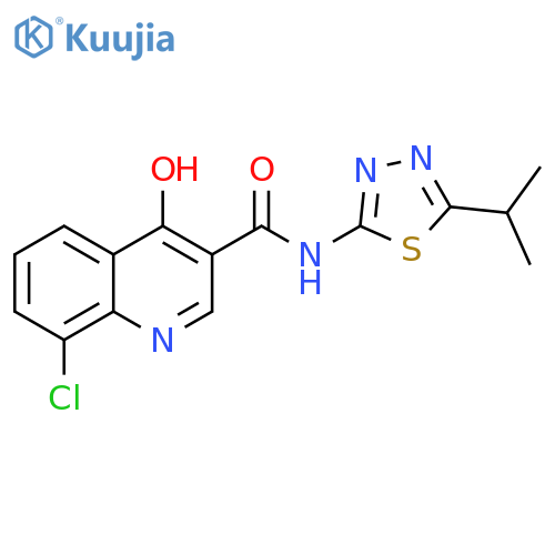 8-chloro-4-hydroxy-N-5-(propan-2-yl)-1,3,4-thiadiazol-2-ylquinoline-3-carboxamide structure
