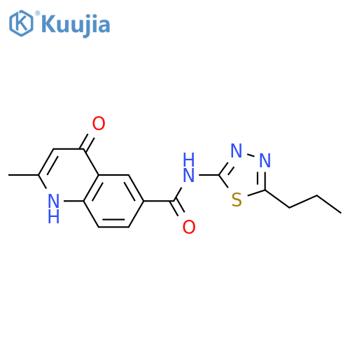4-hydroxy-2-methyl-N-(5-propyl-1,3,4-thiadiazol-2-yl)quinoline-6-carboxamide structure