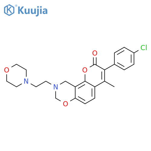 3-(4-chlorophenyl)-4-methyl-9-2-(morpholin-4-yl)ethyl-2H,8H,9H,10H-chromeno8,7-e1,3oxazin-2-one structure