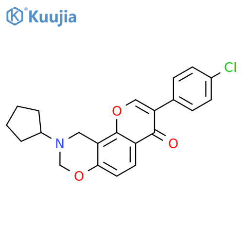 3-(4-chlorophenyl)-9-cyclopentyl-4H,8H,9H,10H-chromeno8,7-e1,3oxazin-4-one structure