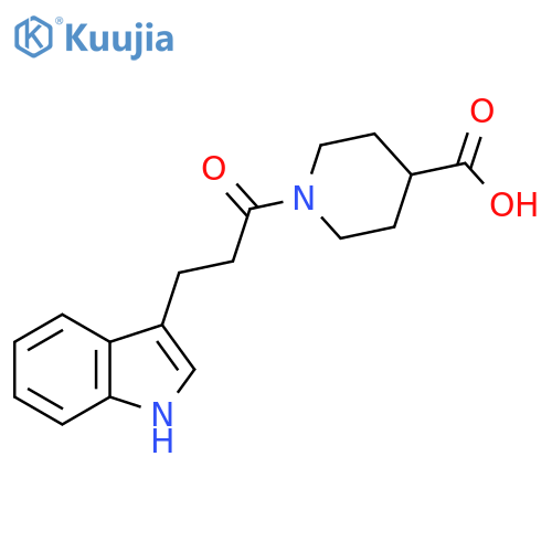 1-3-(1H-indol-3-yl)propanoylpiperidine-4-carboxylic acid structure