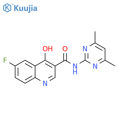 N-(4,6-dimethylpyrimidin-2-yl)-6-fluoro-4-hydroxyquinoline-3-carboxamide structure