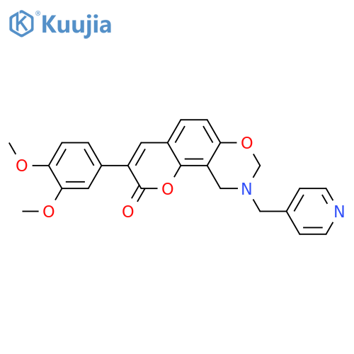 3-(3,4-dimethoxyphenyl)-9-(pyridin-4-yl)methyl-2H,8H,9H,10H-chromeno8,7-e1,3oxazin-2-one structure