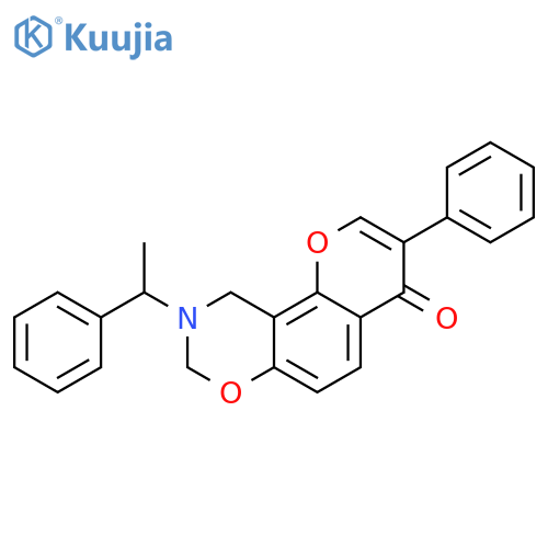 3-phenyl-9-(1-phenylethyl)-4H,8H,9H,10H-chromeno8,7-e1,3oxazin-4-one structure