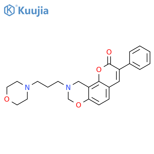 9-3-(morpholin-4-yl)propyl-3-phenyl-2H,8H,9H,10H-chromeno8,7-e1,3oxazin-2-one structure