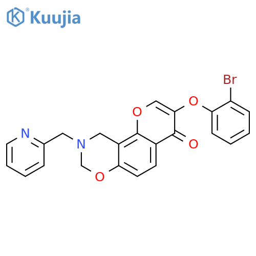 3-(2-bromophenoxy)-9-(pyridin-2-yl)methyl-4H,8H,9H,10H-chromeno8,7-e1,3oxazin-4-one structure
