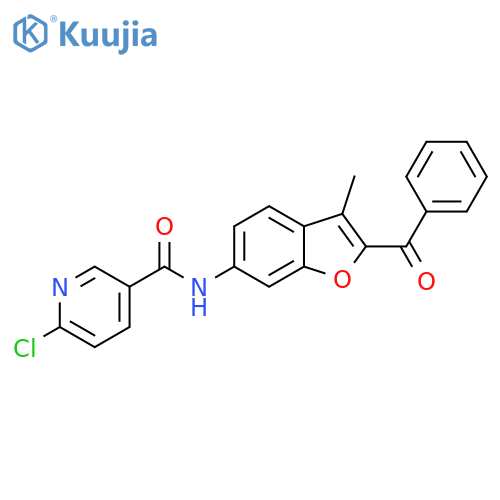 N-(2-benzoyl-3-methyl-1-benzofuran-6-yl)-6-chloropyridine-3-carboxamide structure